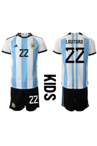 Argentina Lautaro Martinez #22 Babyklær Hjemme Fotballdrakt til barn VM 2022 Korte ermer (+ Korte bukser)